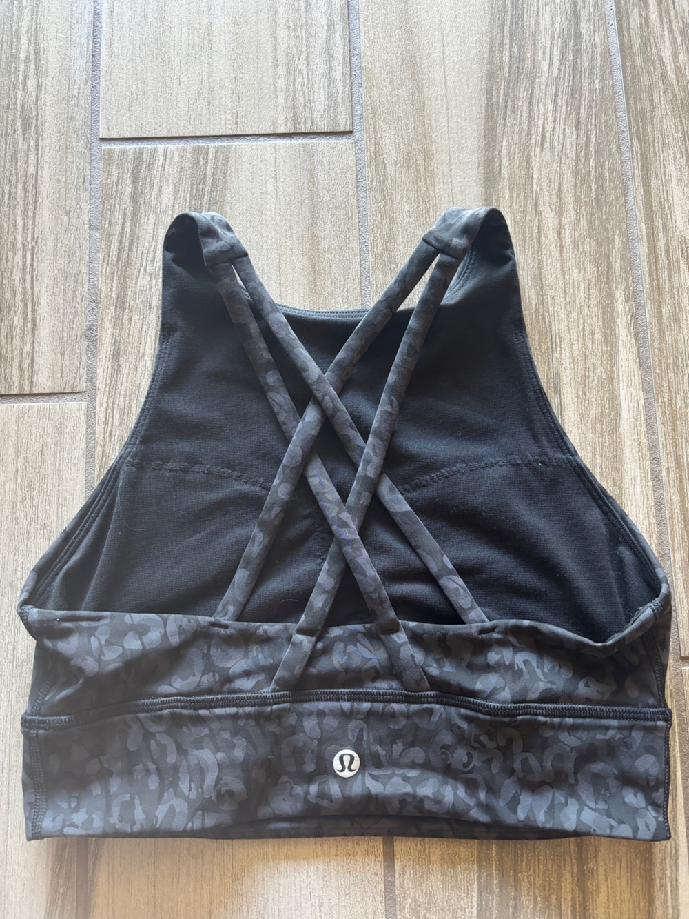 lululemon athletica Black Leopard Strappy Sports Bra